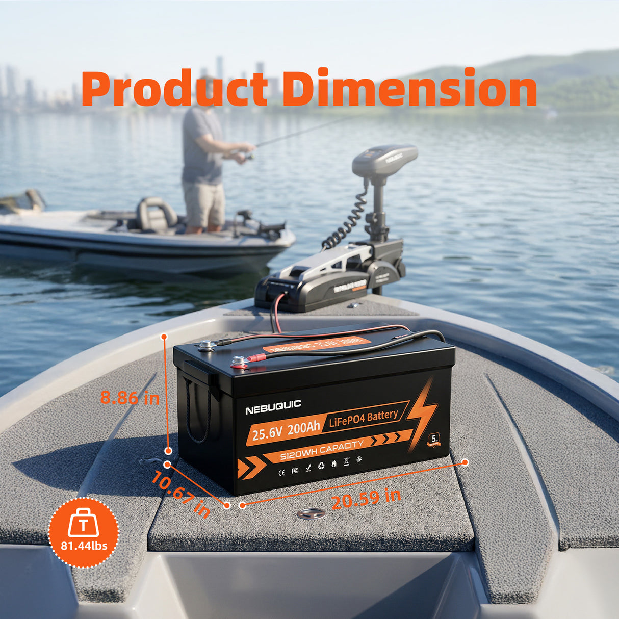 25.6V 200Ah Lithium LiFePO4 Battery, 15000+ Deep Cycle Battery with 100A BMS for RV, Marine, Trolling Motor, Solar