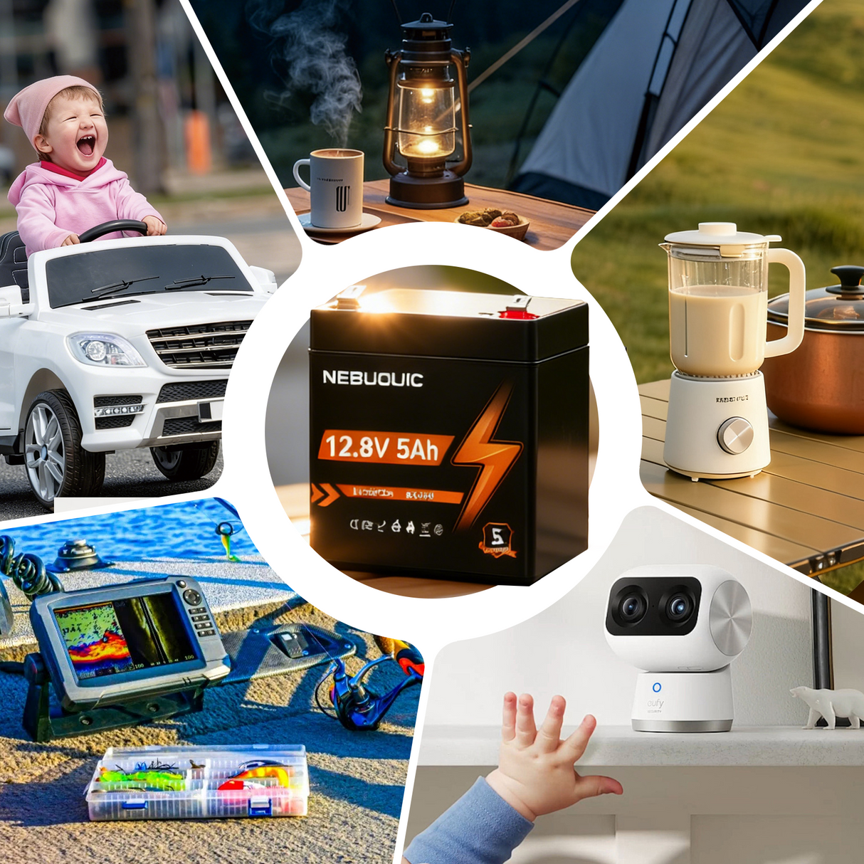 12V 5Ah LiFePO4 Battery, 3000+ Cycles & T1 Terminal Rechargeable Lithium Iron Phosphate Battery with BMS