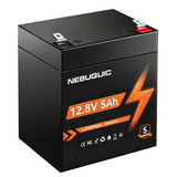 12V 5Ah LiFePO4 Battery, 3000+ Cycles & T1 Terminal Rechargeable Lithium Iron Phosphate Battery with BMS