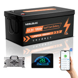 48V (51.2V) 100Ah LiFePO4 Golf Cart Battery, Built-in 200A BMS, 15000+ Deep Cycle Lithium Battery with Bluetooth APP, 18A Charger and LCD Display
