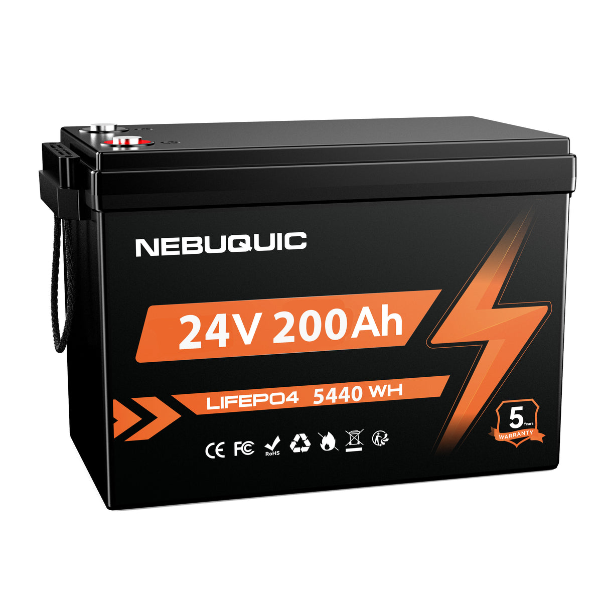 12V 200Ah Lithium LiFePO4 Battery, 15000+ Deep Cycle Battery with 100A BMS for RV, Marine, Trolling Motor, Solar