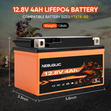YTX7A-BS 400CCA Lithium LiFePO4 Motorcycle Battery, 12V 4Ah Maintenance Free Powersport Replacement Battery