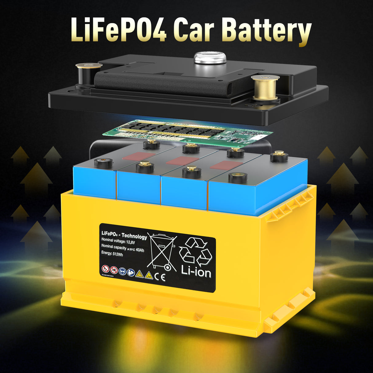 12V 40Ah LiFePO4 Start and Stop Car Battery