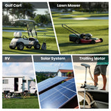 48V (51.2V) 100Ah LiFePO4 Golf Cart Battery, Built-in 200A BMS, 15000+ Deep Cycle Lithium Battery with Bluetooth APP, 18A Charger and LCD Display